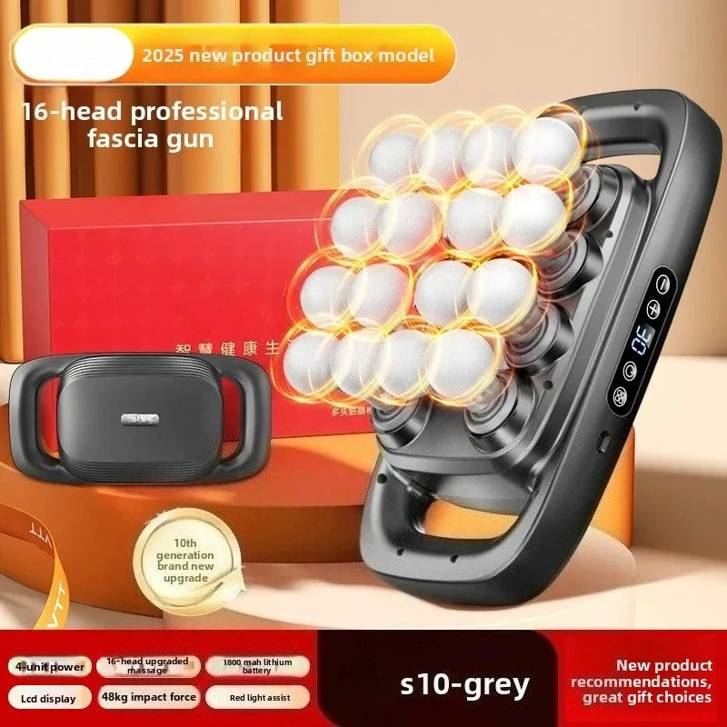 2025 new product launch S10 16-head fascia gun multi-head massager waist back legs hands whole body muscles deep relaxation