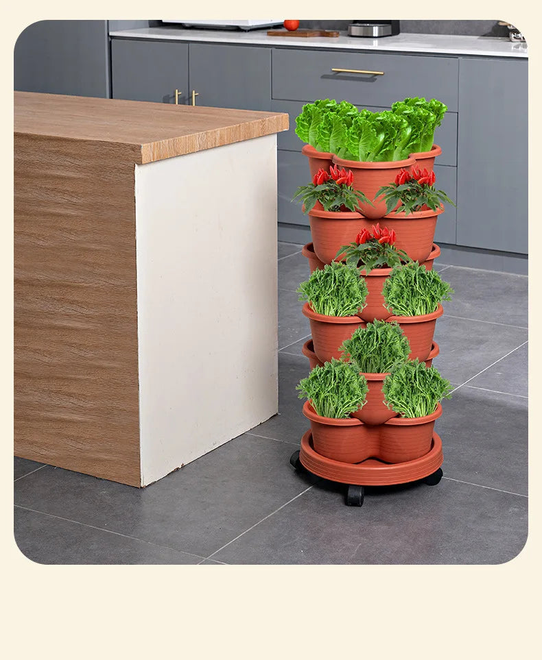 5-Pack Contemporary Stackable Self-Watering Planters