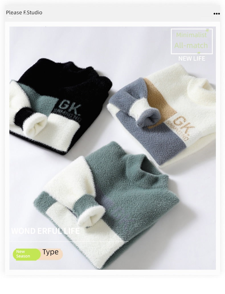 Teenager Half-High Collar Students Warm-Keeping Top Base Shirt