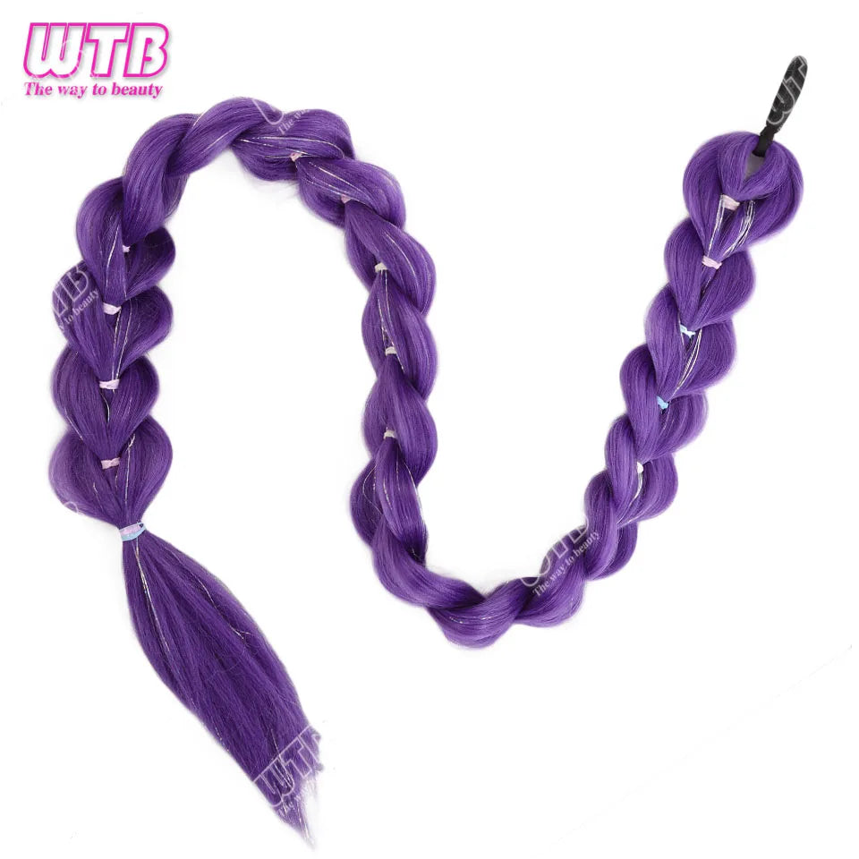 Synthetic Ponytail purple dirty braid wig purple color big braid wig chemical fiber big braid braiding hair extension