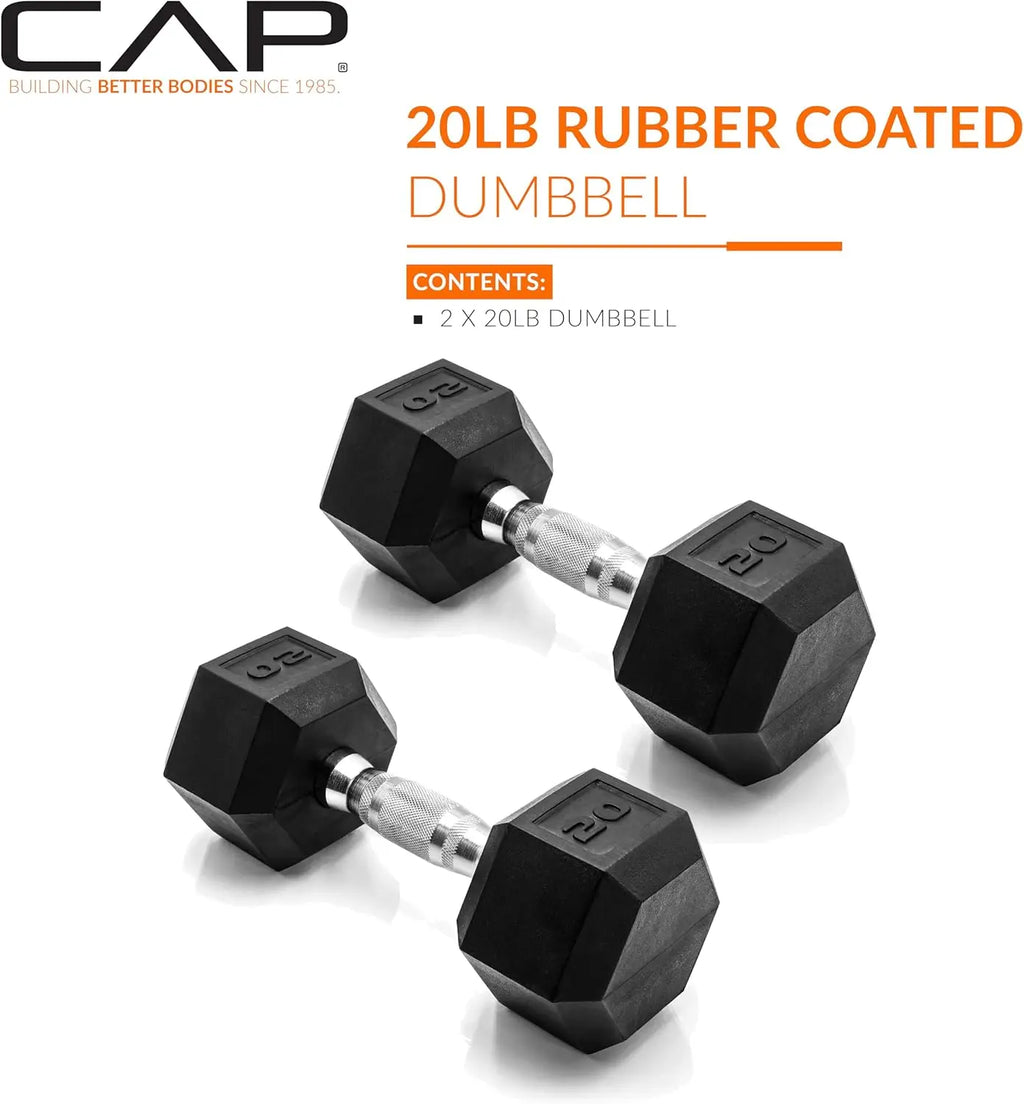 Coated Hex Dumbbell Set | Multiple Weights 3-50lb | Home Gym Strength Training Equipment