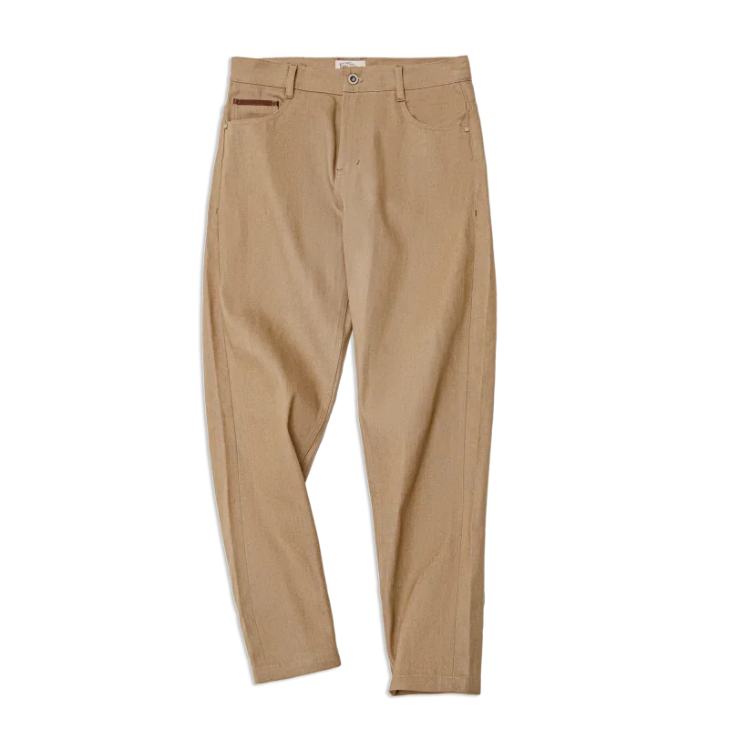 Maden Vintage Raw Denim Selvedge Jeans 11.7OZ Straight Fit Tapered Jeans Men's Solid Color Khaki Pants Streetwear Trousers