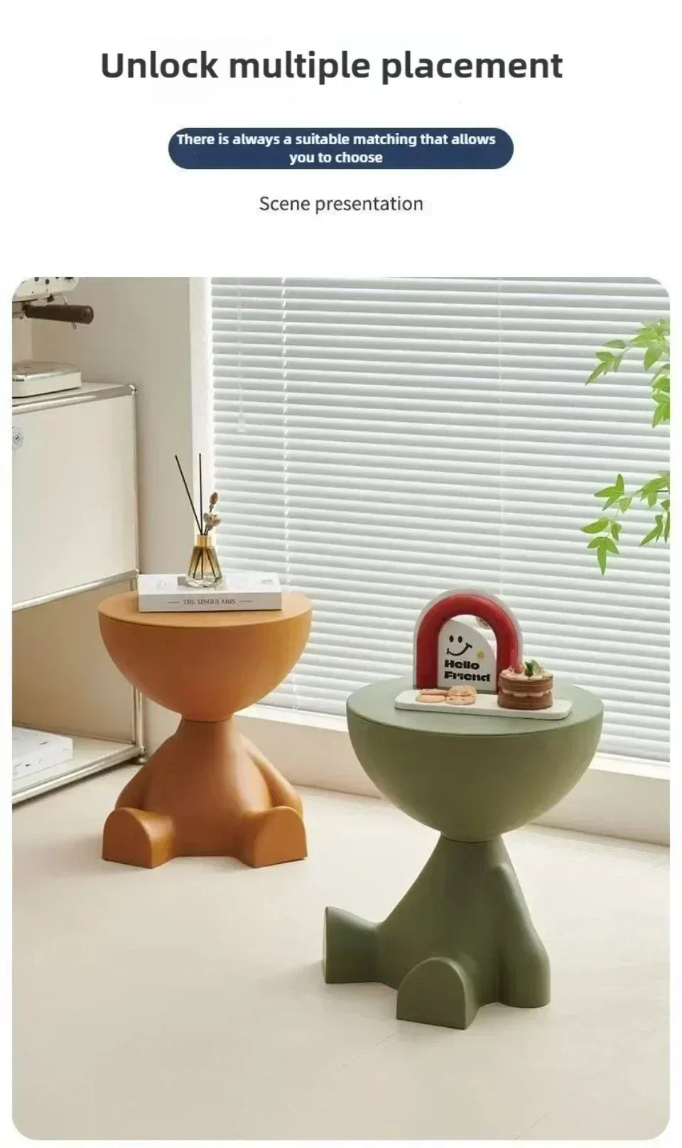 Cream Coffee Table Sofa Bed Side Table Modern Simple Home Accessories Living Room Decor Creative Flat Head Plastic Round Tables