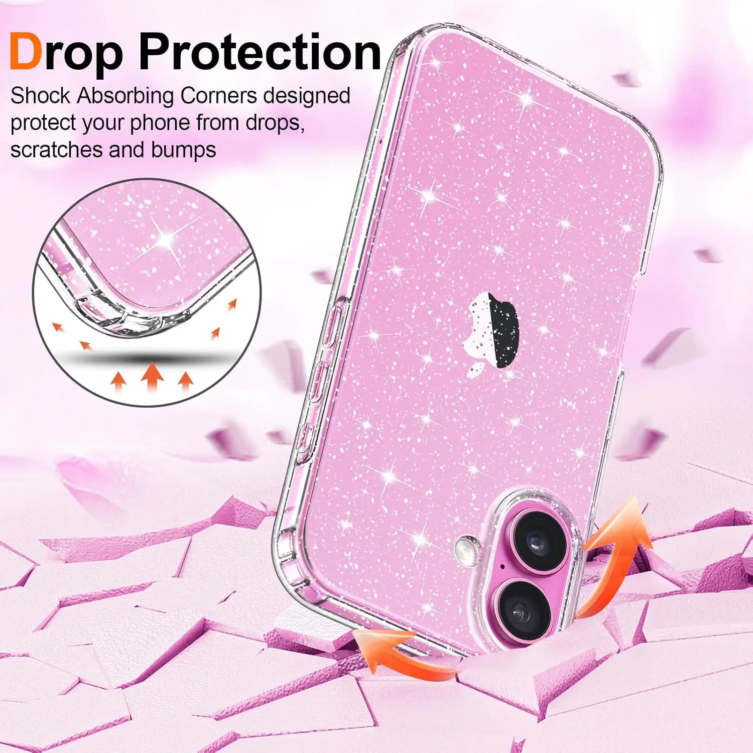 Glitter Clear Case For iPhone 17 Air 16 E Pro Max 16e 15 Plus 14 13 Mini 12 11 SE 2022 2020 Women Girls Phone Cover Accessories