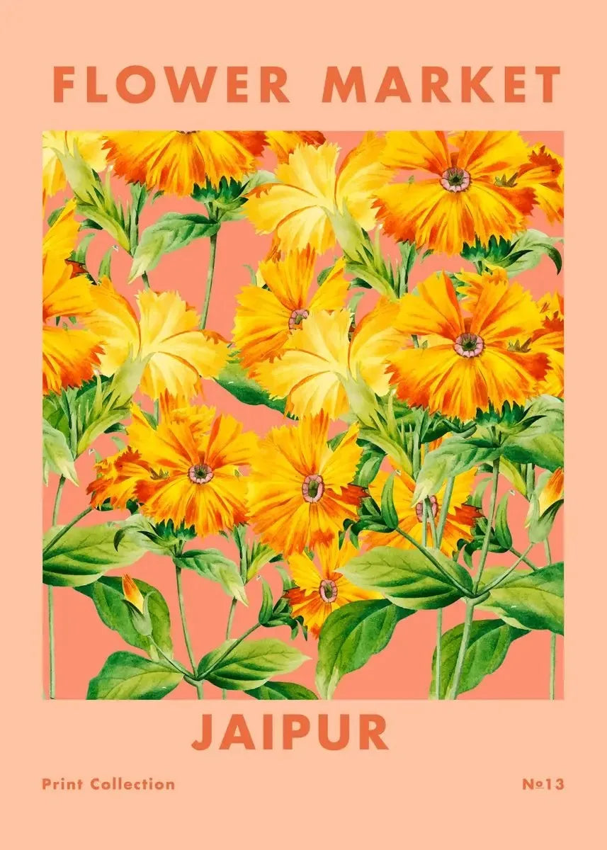 Boho Flower Market Retro Wall Art – Minimalist Canvas Print