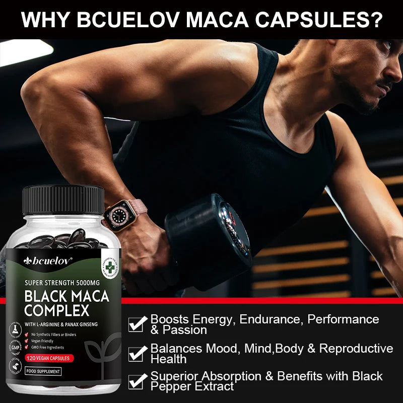 SOOMIIG Black Maca & Ginseng — Energy, Endurance & Performance (120 Capsules)