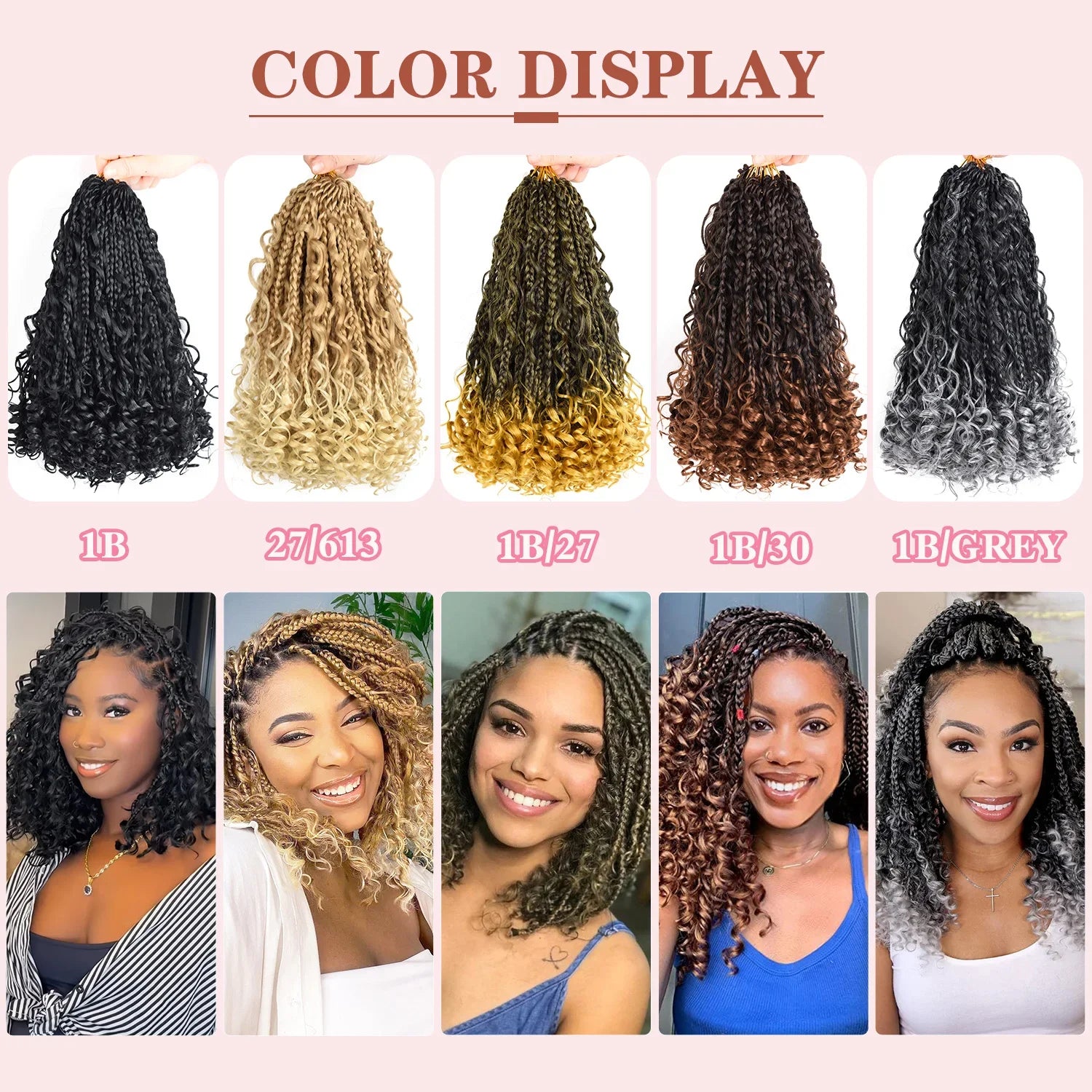 10 Inch Goddess Box Braids Crochet Hair 1Pack/Lot Synthetic Boho Crochet Box Braids With Curl Ends Box Braids Hair Extensions