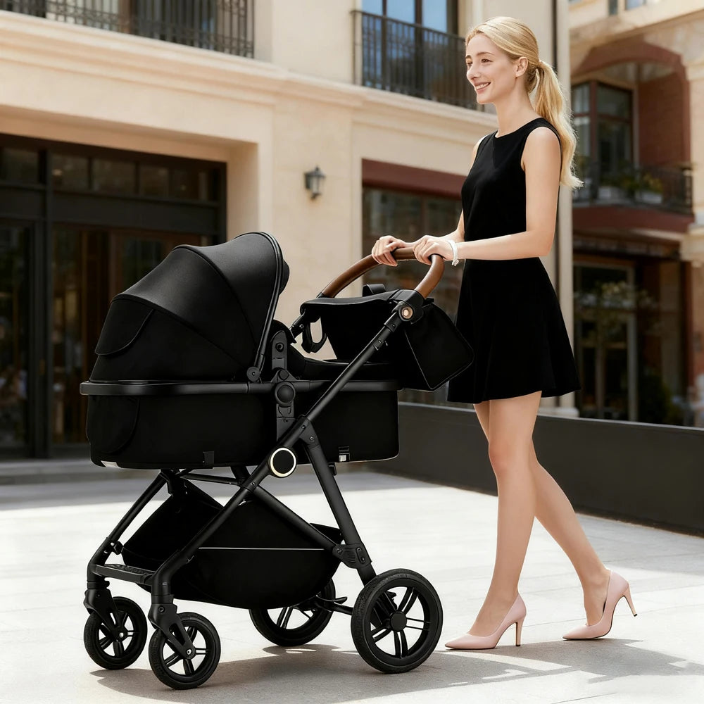 Baby 2 in 1 Baby Stroller Pushchair High Landscape Reversible Foldable Portable Stroller Newborn Pram