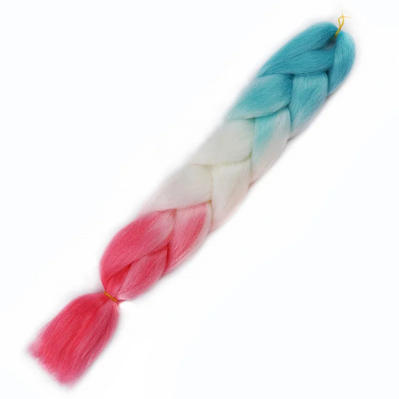 VERVES Ombre Jumbo Braids — 24" 100 g Two-Tone Synthetic Braiding Hair (Pink/Black/Blue)