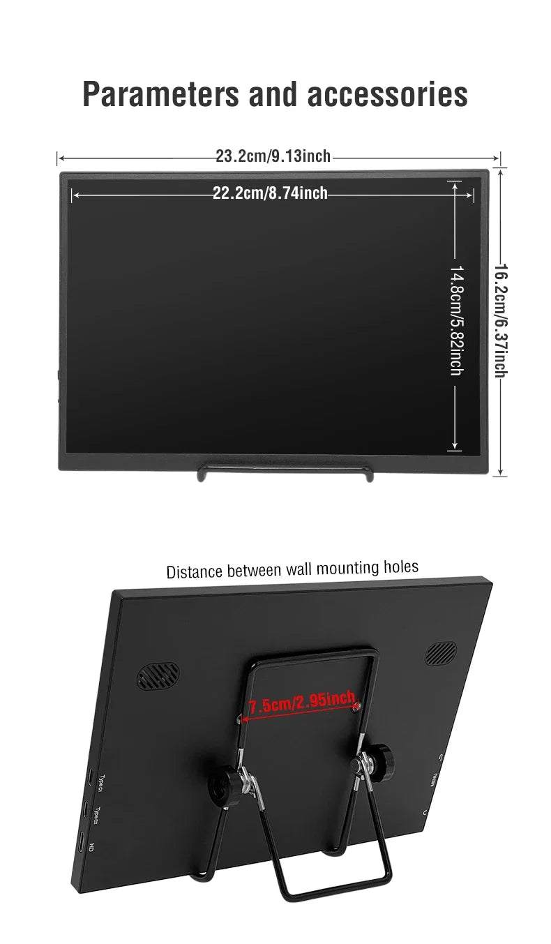 Anmite 10.5-Inch Portable Monitor 1280P HDR | 16:10 IPS Display