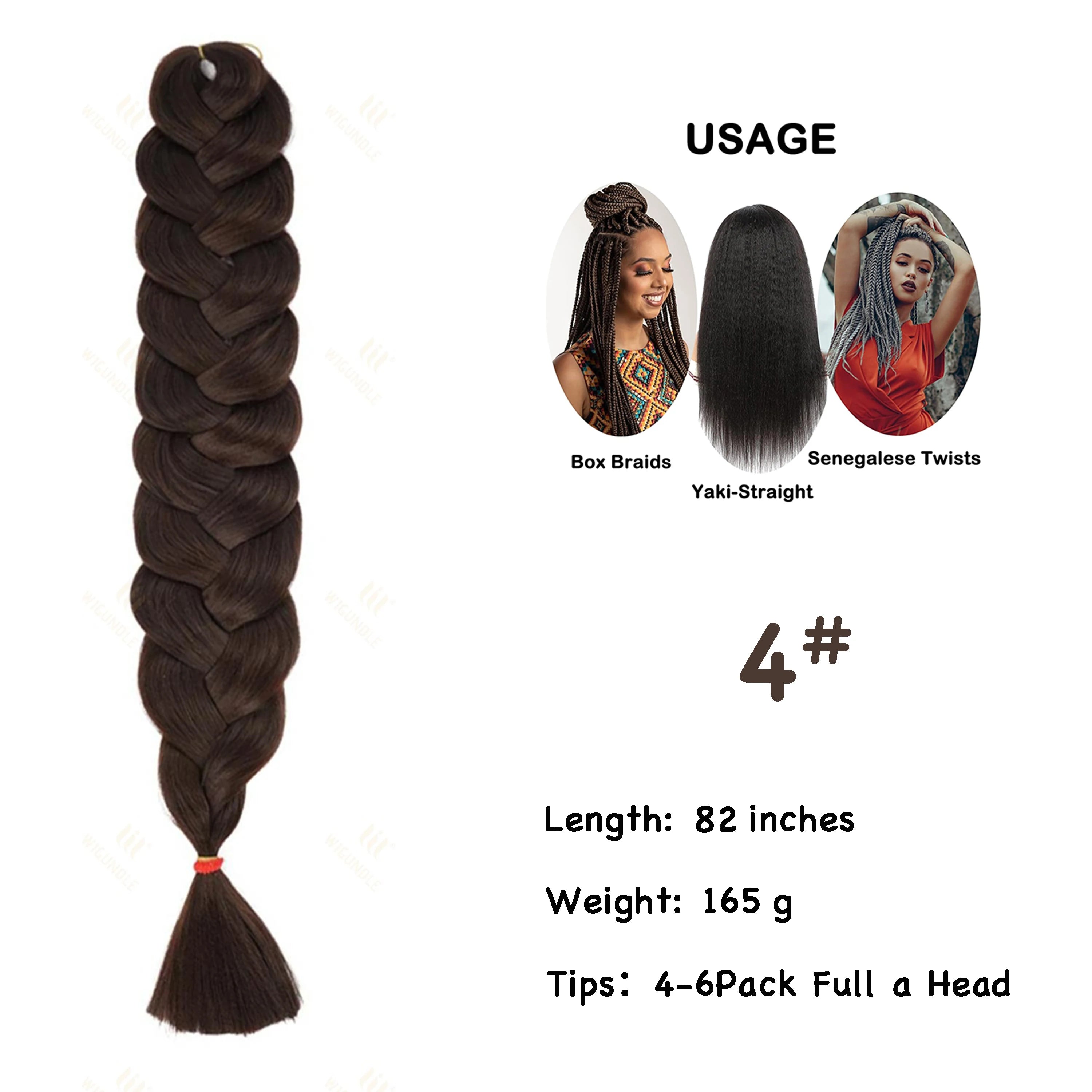 Wigundle Jumbo Braiding Hair Extension 82Inch High Temperature Synthetic Braid For Women Twist Box Braids Crochet Hair