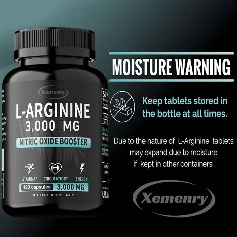 L-Arginine 3000mg - Men's Strength and Endurance Supplement,Support Reproductive Health - 120 Capsules