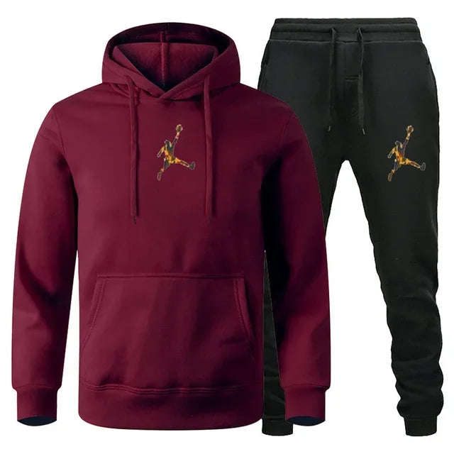 2025 Autumn/Winter Men's jogging Fitness sportswear Set: Fashionable long-sleeved sweatshirt + casual pants 2-piece set