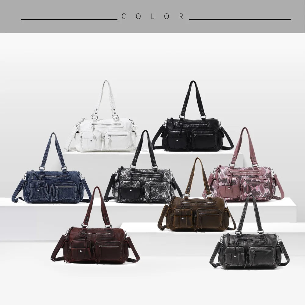 Venn Angel Women's Shoulder Bag Soft PU Handbg Fashion Tote Large Capacity Crossbody Shoulder Bag Snakeskin Handbag Purse