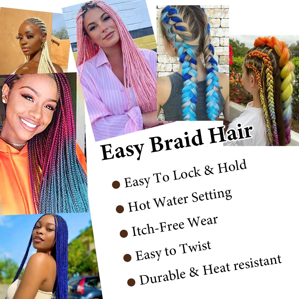 Jumbo Braids Extensions — 24" Synthetic Kanekalon Yaki Straight (Afro Ombre Piano Color)