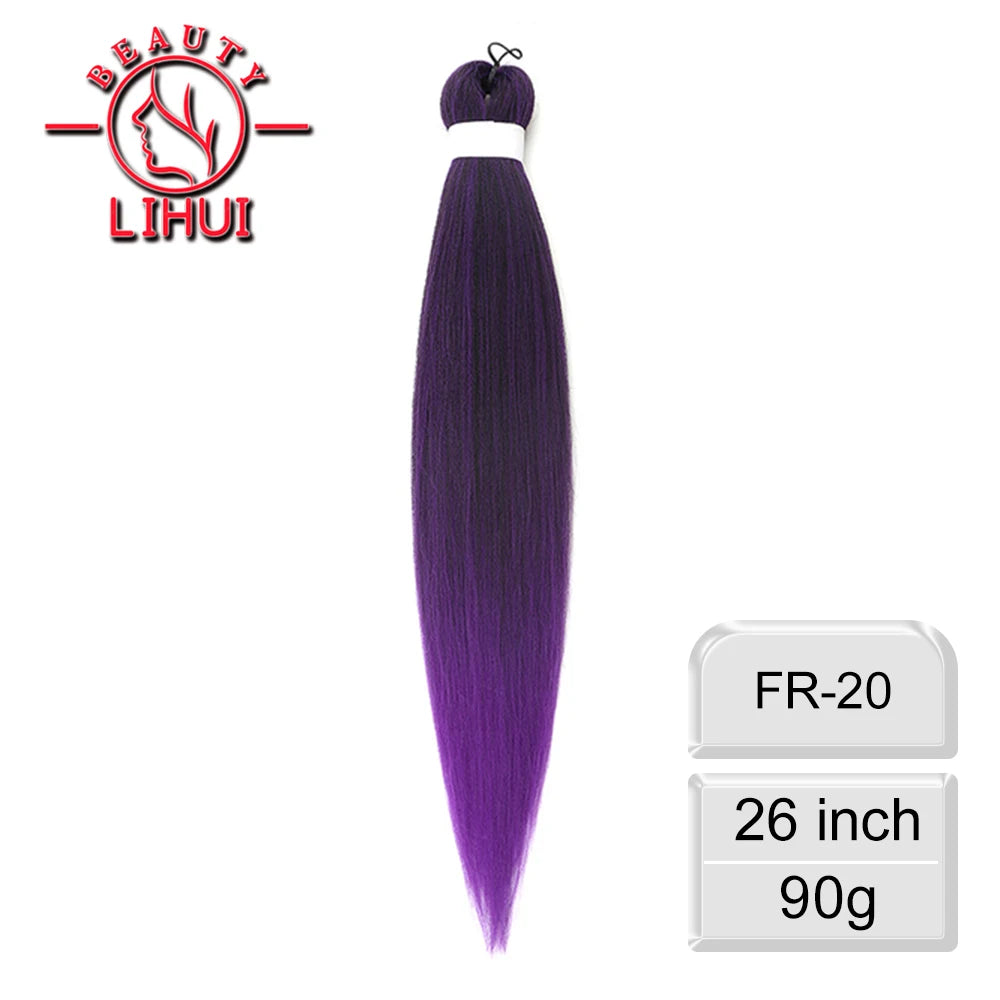 LIHUI Pre-Stretched Jumbo Braids — 26" 90 g Synthetic (Red/Pink, Frosted Colors)