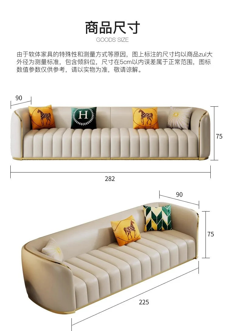 Furniture sofa Italian light luxury leather sofa small apartment living room home high-end designer straight row