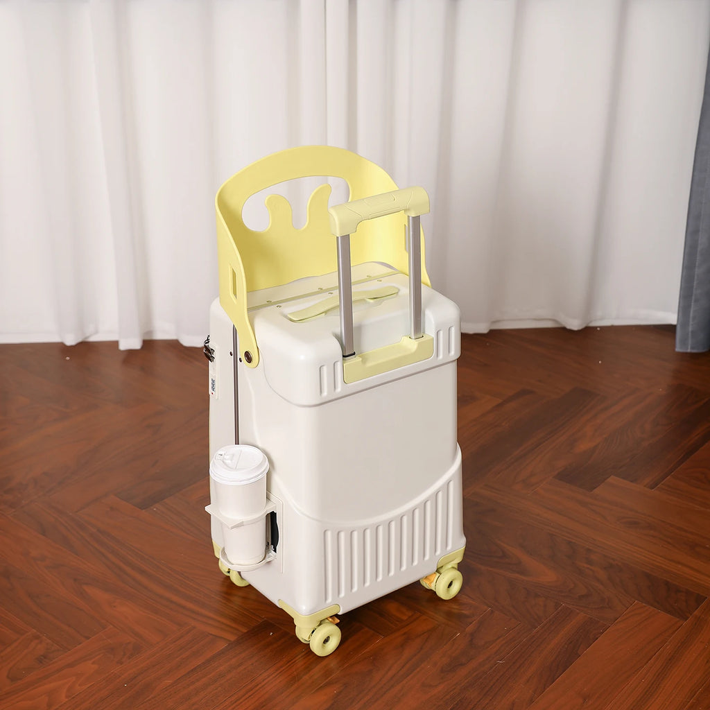 BunnyFly Kid Mom Suitcase with Seat for Children Can Sit To Ride Trolley Luggage Baby Travel Carry Case Multifunction Boardable