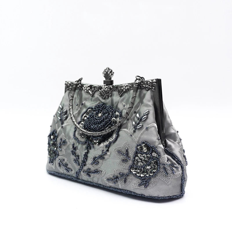 SHELKSBAG 1920s Gatsby Women Vintage Clutch Bags Luxury Beaded Wedding Evening Party Handbags Elegant Small Shoulder Chain Bag