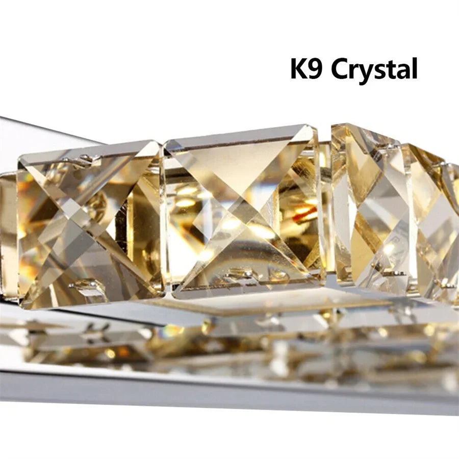 4-Light LED Crystal Vanity Mirror Lamp | Gold Bathroom Wall Light
