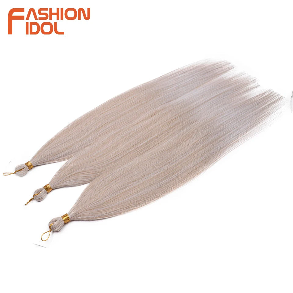 Ariel Straight Hair Bundles Crochet Braids Hair Synthetic 28 Inch 3PCS Braiding Hair Ombre Blonde Yaki Crochet Hair Extensions