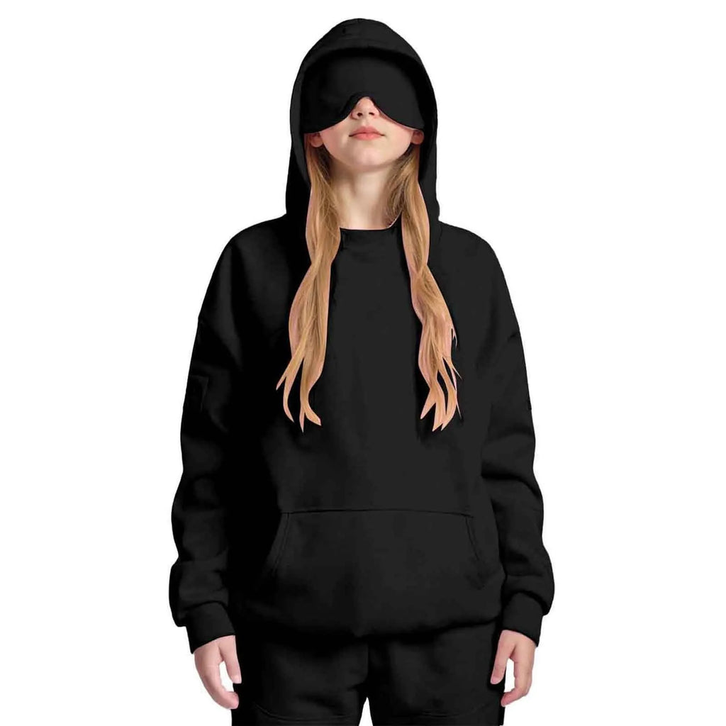Plus Size Hoodie with Built-In Eye Mask – Oversized Travel Pullover