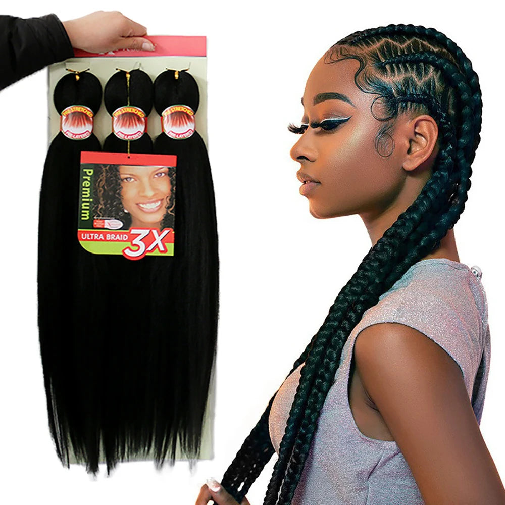 Braiding Hair Pre Stretched 26 Inch 3 Packs Yaki Braiding Hair For Braids Hot Water Setting Synthetic Crochet Hair Extensions