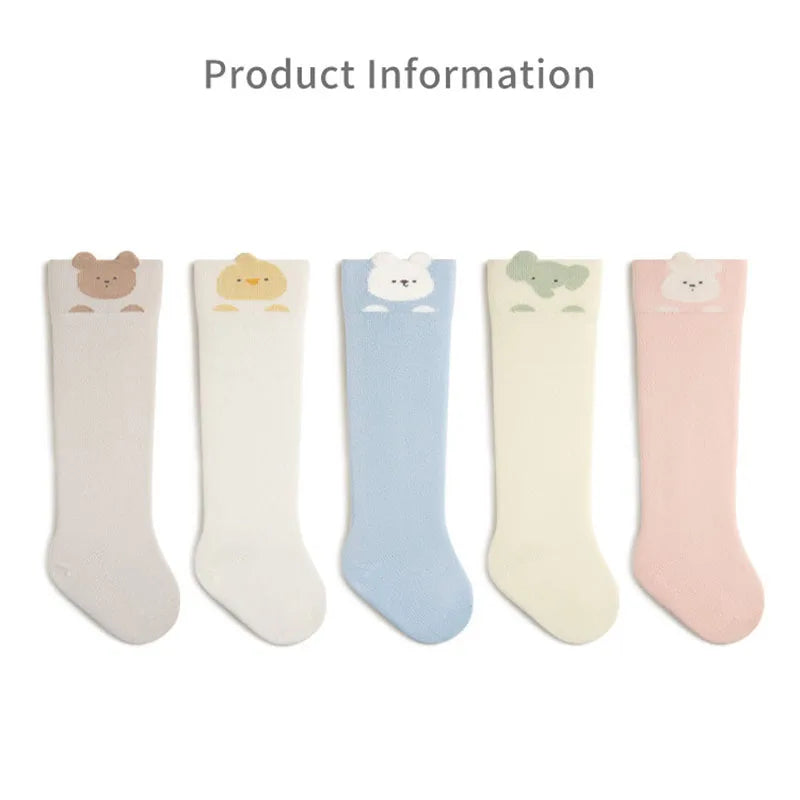 3 Pairs a Lot MILANCEL Spring Baby Stockings 0-3T Cartoon Animal Girls Over-the-Knee Socks Color Blocking Toddler Boys Socks