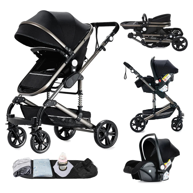 Baby Stroller 3-in-1 Travel System Carriages for Newborns Pushichair Car Seat Stroller High Landscape Lightweight Baby Prams