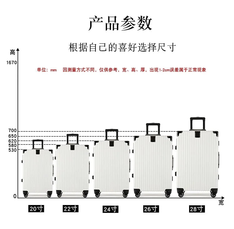 Luggage Suitcase Aluminum Frame 20 Trolley Case Universal Wheels 24 Female Male Students 26 Durable Password 28inch Leather Case