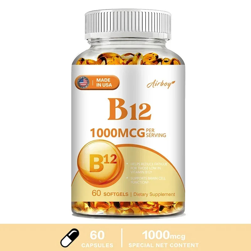 Xemenry Vitamin B12 Capsules – Energy, Brain & Mood Support | Boosts Metabolism, Reduces Fatigue, Promotes Heart & Nervous System Health (30/60/120 Capsules)