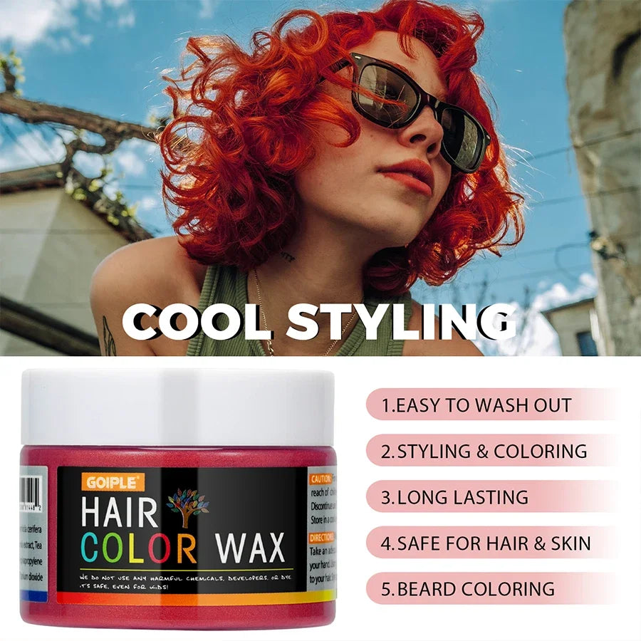 Valentine's Day Hair Color Wax for Men & Women Hair Clay Fashion One-Time Temporary Styling Dye Cream Easy Wash Hair Beard Color