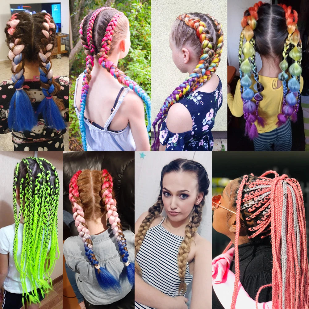 LIHUI Pre-Stretched Jumbo Braids — 26" 90 g Synthetic (Red/Pink, Frosted Colors)