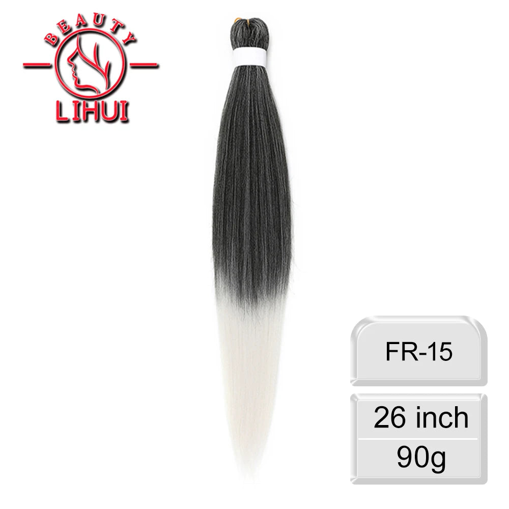 LIHUI Pre-Stretched Jumbo Braids — 26" 90 g Synthetic (Red/Pink, Frosted Colors)