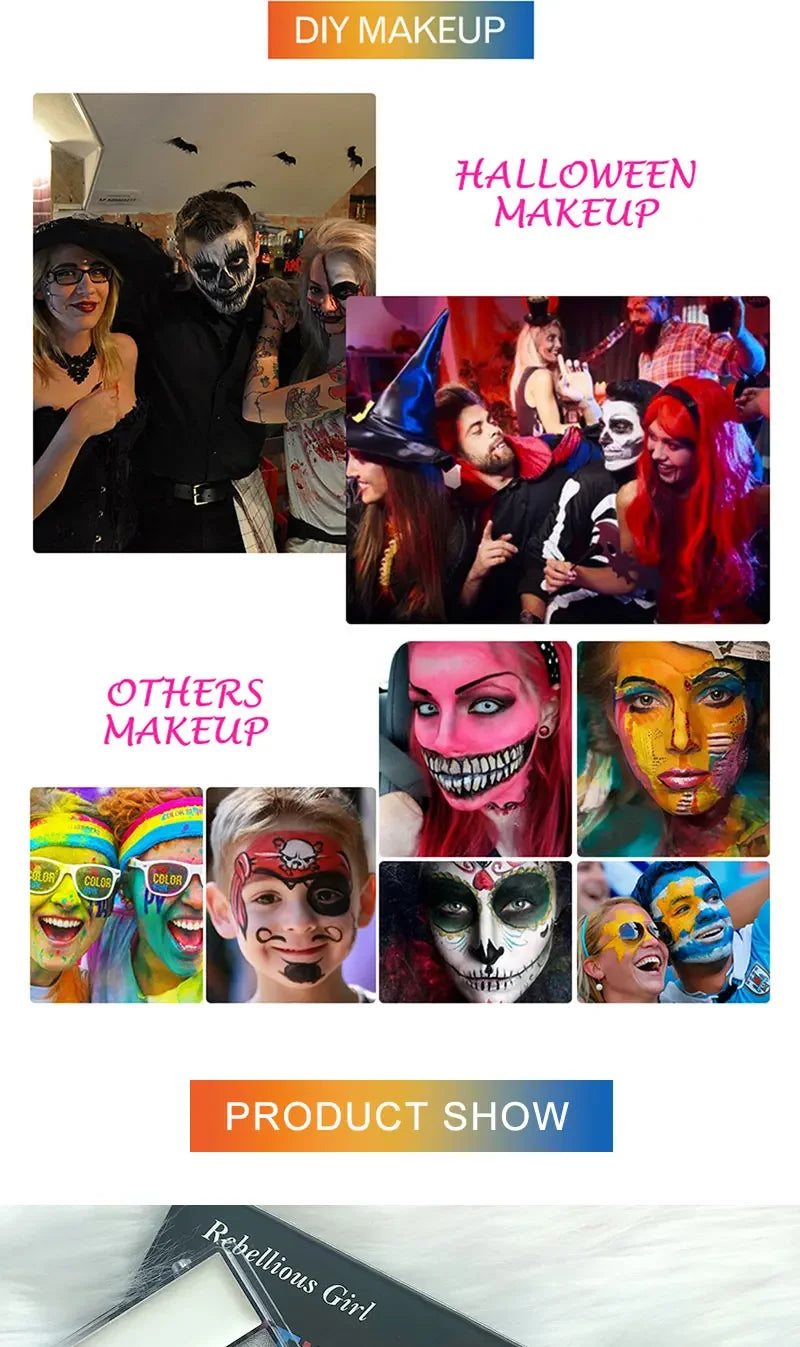 20 Color Sfx Children's Adult Painting Set Halloween Party Makeup Fancy Dress Beauty Palette Face Body Painting Oil and Brush