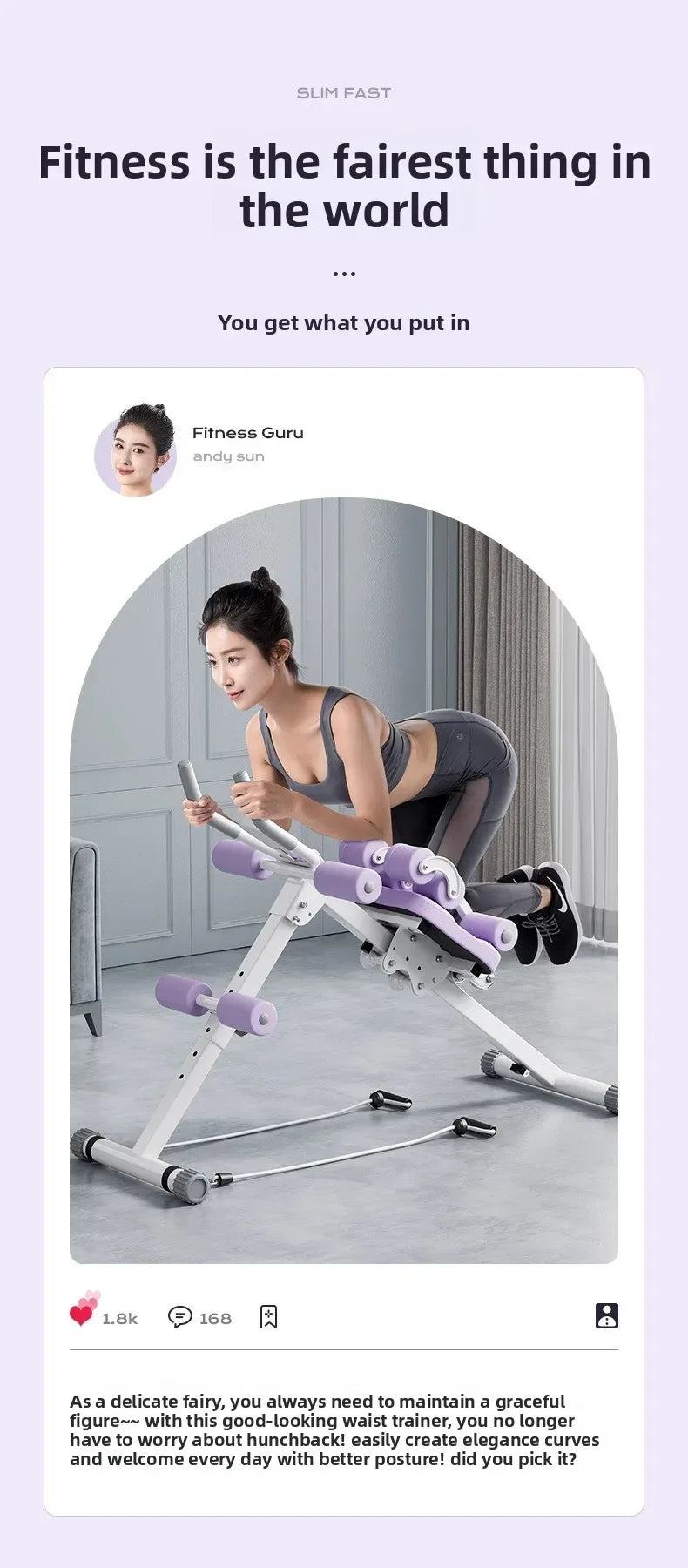 Fitness Body Shaping Machine Multifunctional Home Gym  Abdominal Waist Trainer Knee-Friendly Sliding Rail for Core & Leg Workout