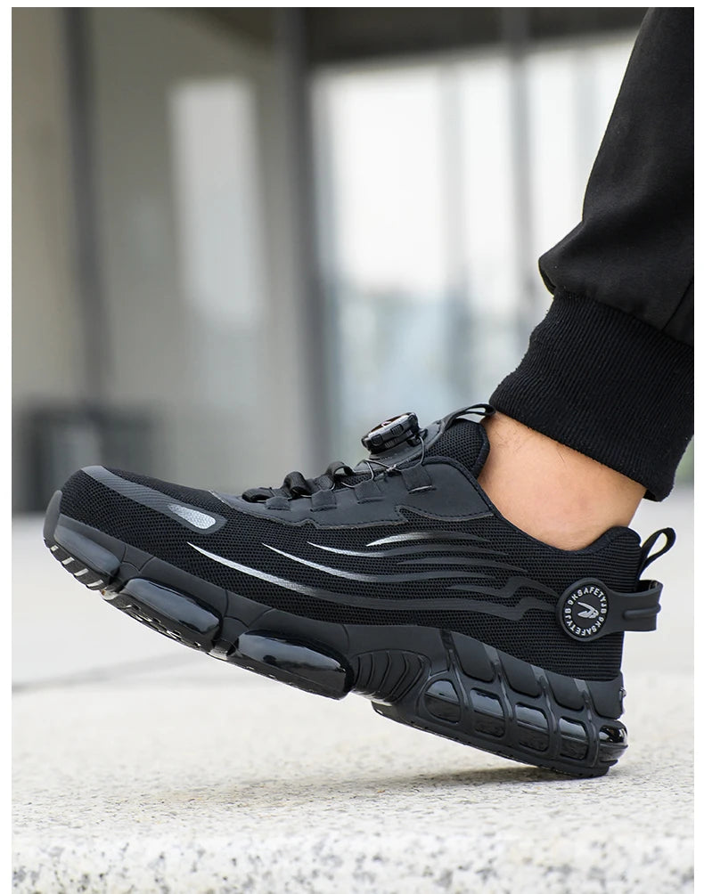 Rotary Buckle Work Safety Shoes For Men and Women Air Soft Sole Lightweight Protective Work Sneakers Men Breathable Boots