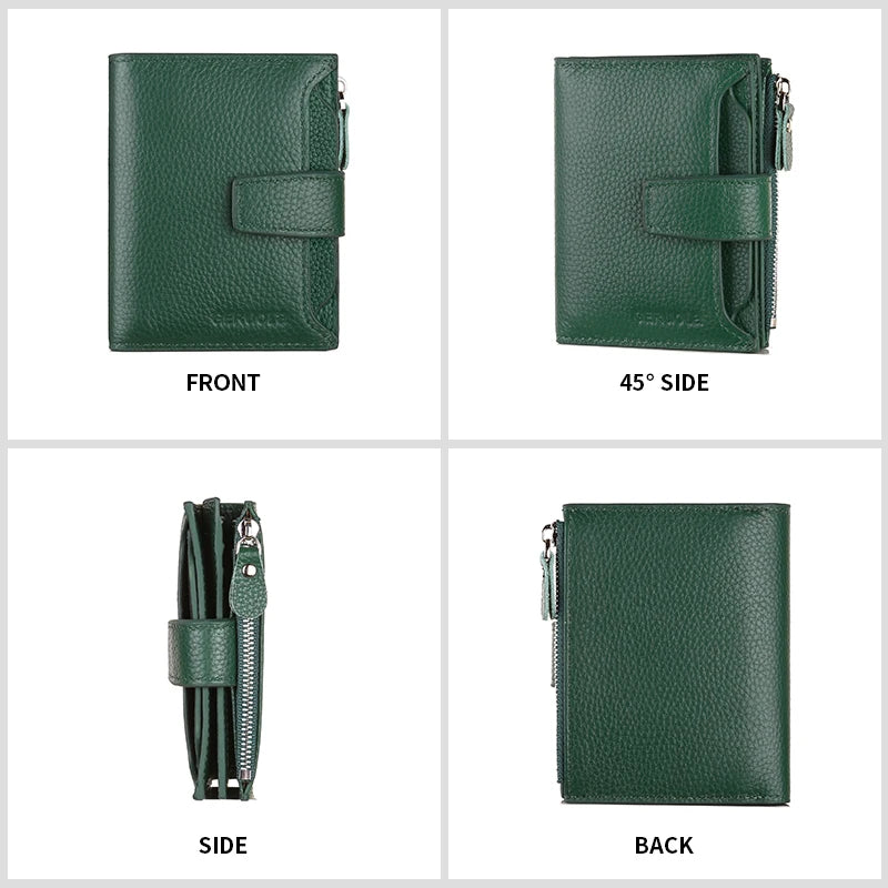 RFID anti-theft brush new three fold multi fold genuine leather cowhide wallet multifunctional anti tamper magnetic card bag sho