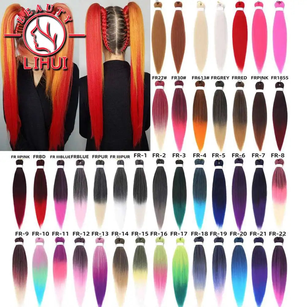 LIHUI Pre-Stretched Jumbo Braids — 26" 90 g Synthetic (Red/Pink, Frosted Colors)