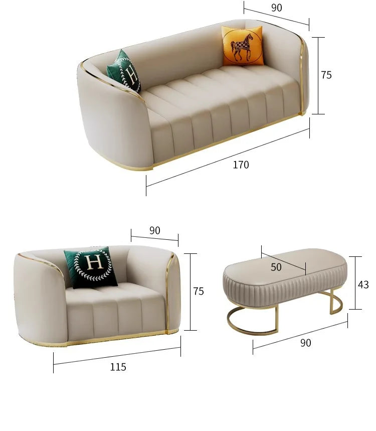 Furniture sofa Italian light luxury leather sofa small apartment living room home high-end designer straight row