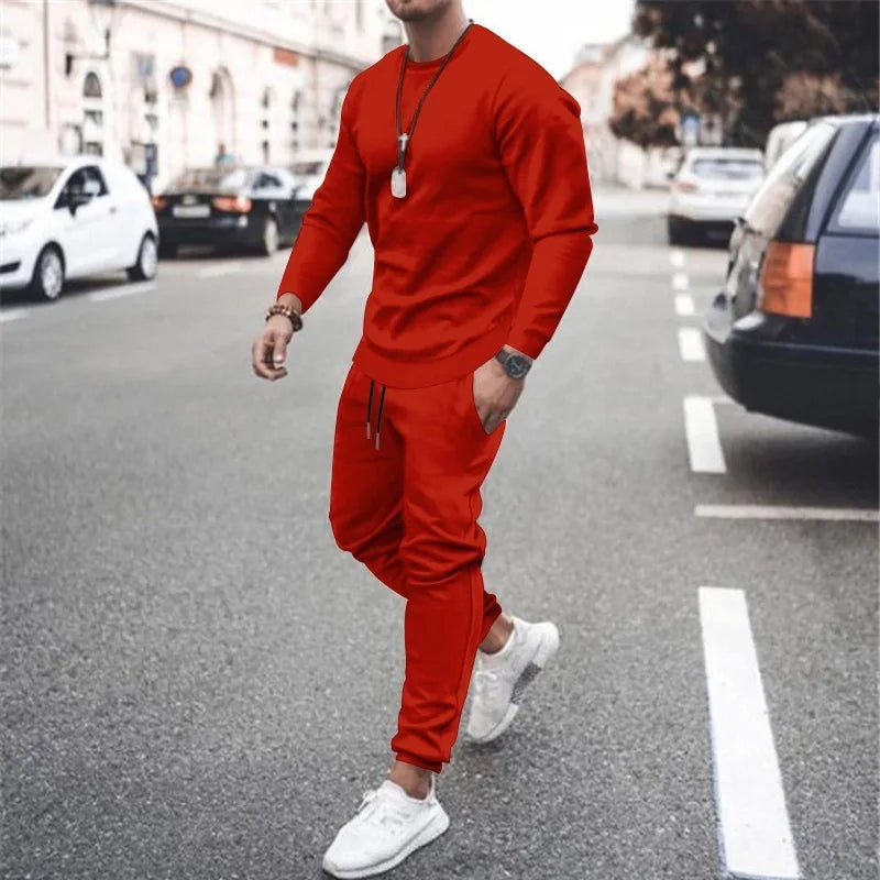 2025 New Men Two Pieces Sets Running Sweatshirt+Sweatpants  Suit Autumn Winter Warm Tracksuit Sets Men's Jogger Sports Suit