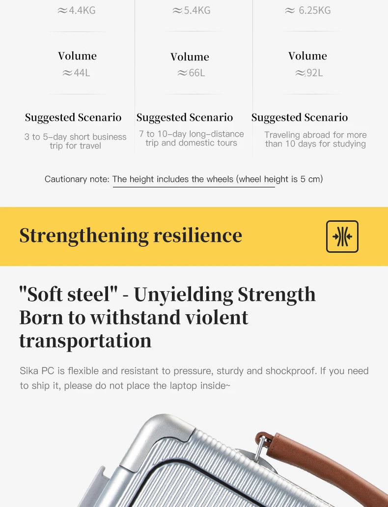 SUSHIMU Wide Trolley Luggage Front Opening Multi-Functional Women 20-Inch Small Lightweight Boarding Box 24-Inch Men's Suitcase