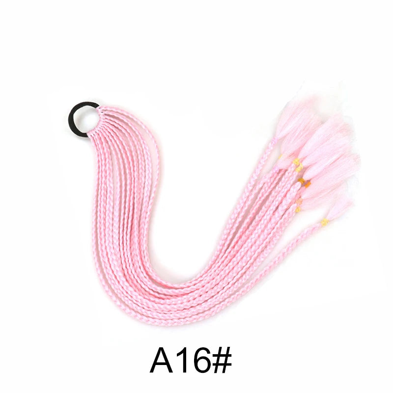 WIGSIN 24Inch Synthetic Long Ombre Rainbow Box Braid Ponytail Hair Extension for Women Rubber Band Hairstyle for Women