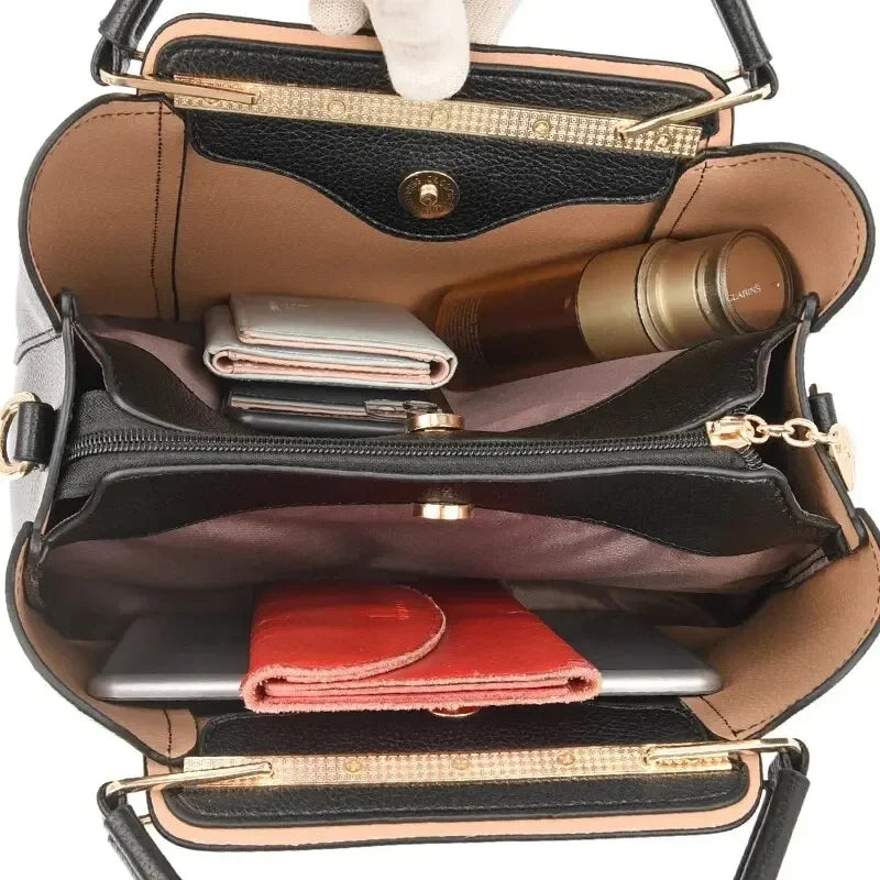 Fashion Women Soft PU Leather Handle Handbag Designer Shoulder Crossbody Bag Ladies Large Capacity Shopping Messenger Tote Bag