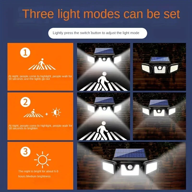 Solar Motion Sensor Flood Light (Octagonal, Adjustable Head)