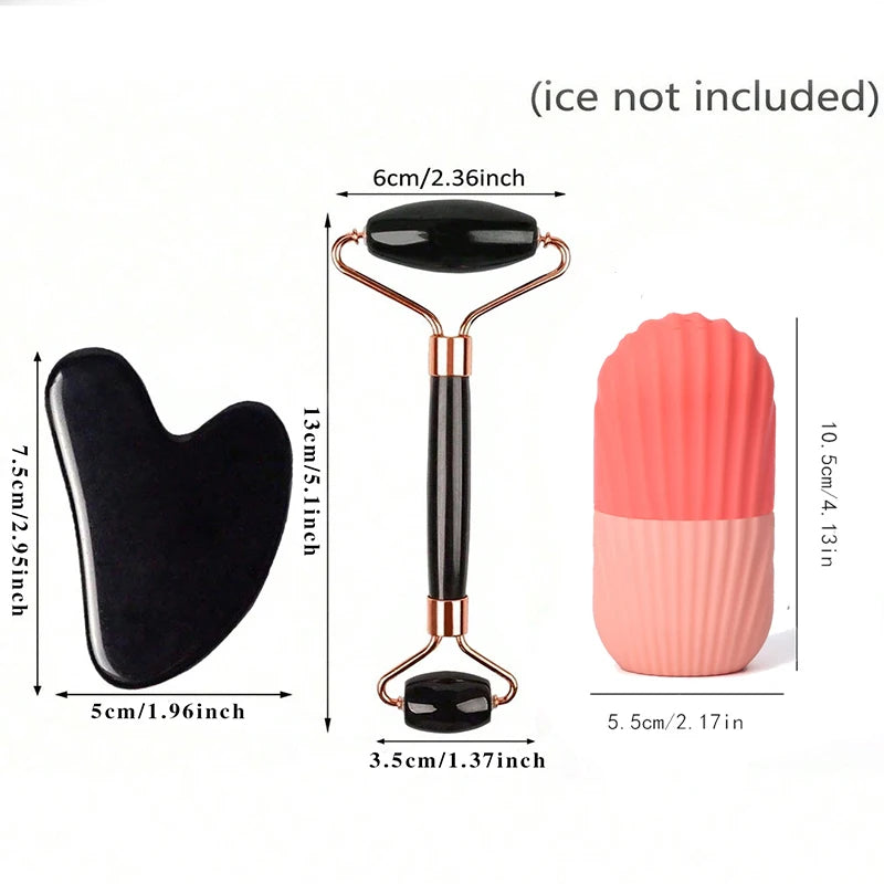Ice Face Roller + Gua Sha Set – Lifting & Contouring Facial Massage Tools