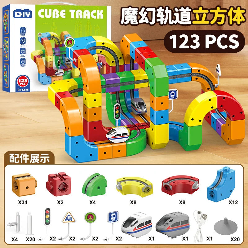 Montessori Toy 2025 Latest Educational Toys Assembly Magic Track Train Set Children'S Toys Non-Remote Control Rail Car Gift Box