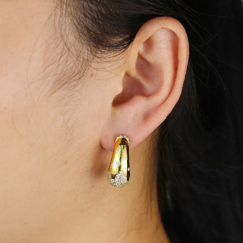 2025 Gold-Plated Waterdrop Earrings | Paved Cubic Zircon Studs for Women