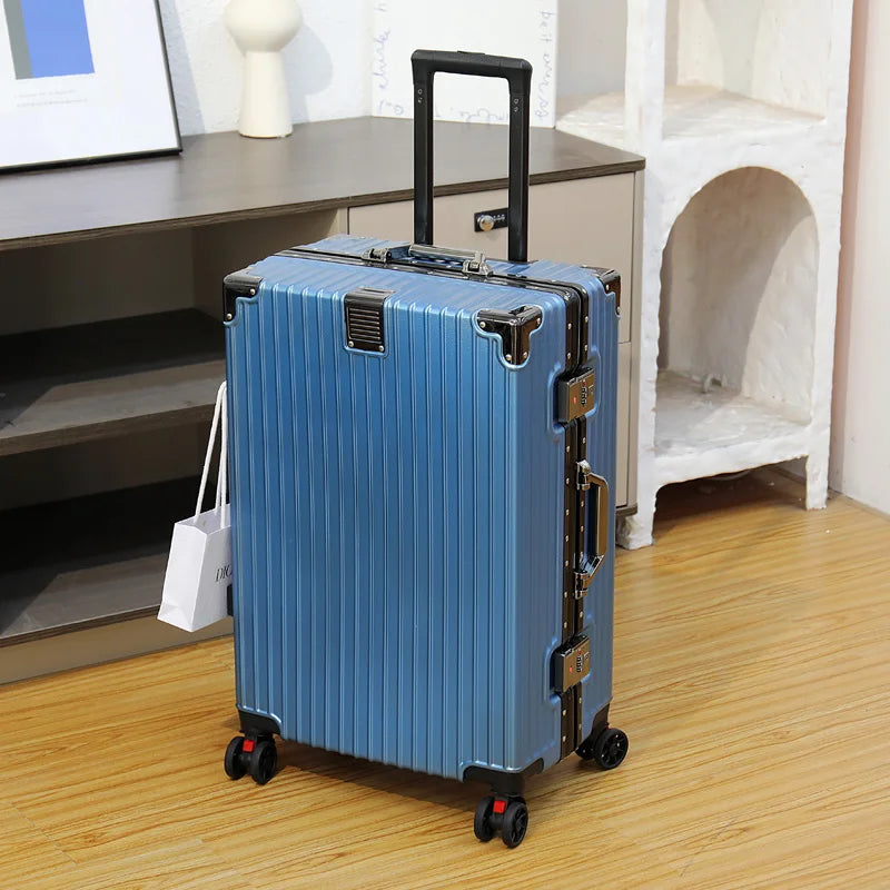 Luggage Suitcase Aluminum Frame 20 Trolley Case Universal Wheels 24 Female Male Students 26 Durable Password 28inch Leather Case