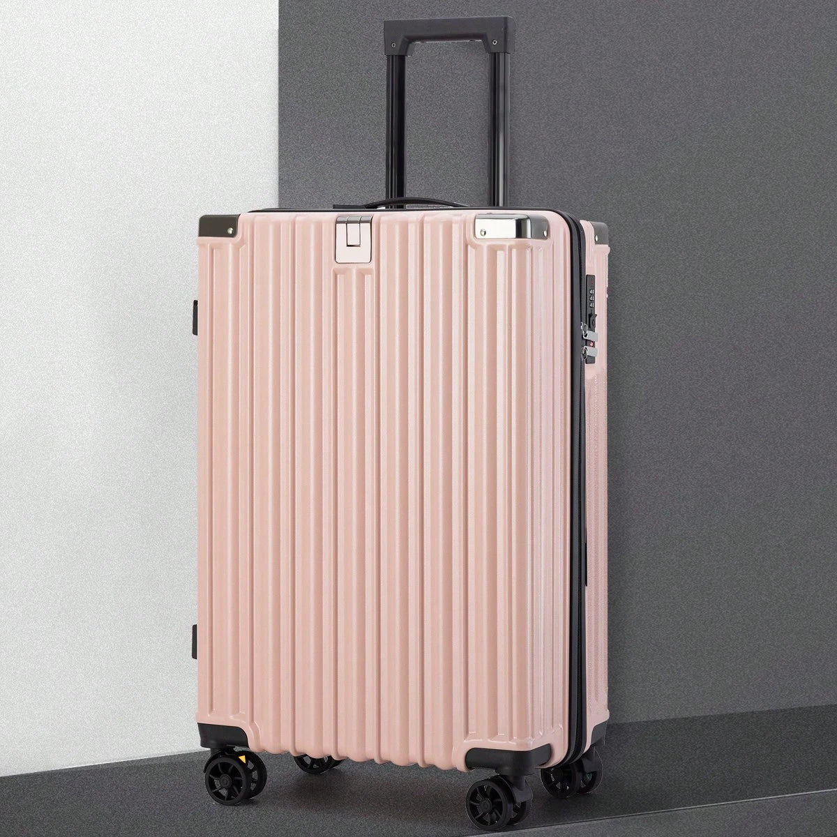 Sturdy Suitcase Aluminum Frame Trolley Case 20 Male and Female Students Universal Wheels 24 Boarding Suitcase Password Leather C